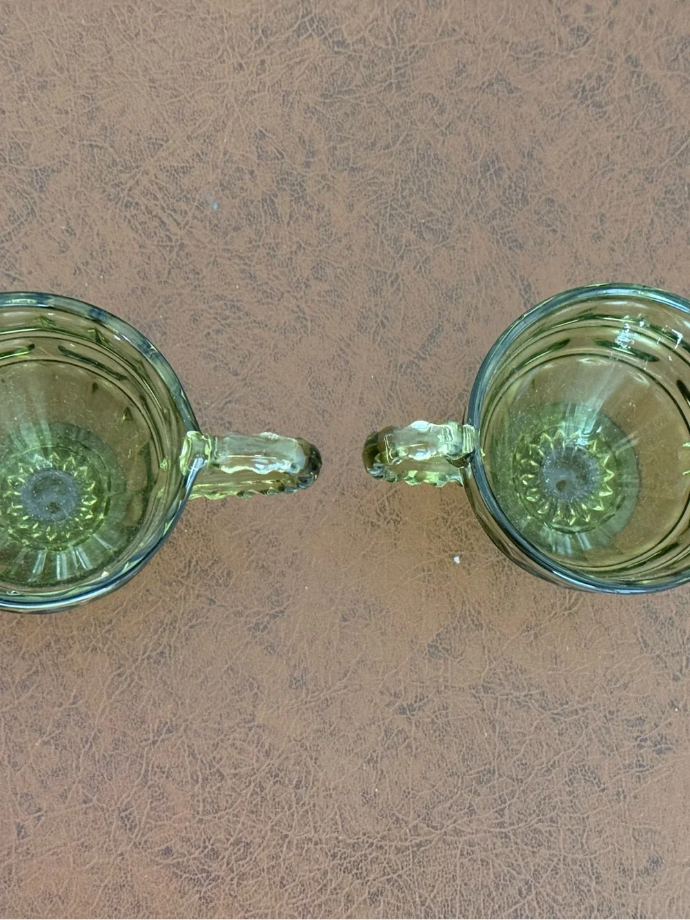 Vintage Fostoria Hermitage green glass Creamer and Sugar Set w sticker EUC